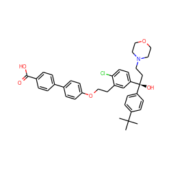 CC(C)(C)c1ccc([C@@](O)(CCN2CCOCC2)c2ccc(Cl)c(CCOc3ccc(-c4ccc(C(=O)O)cc4)cc3)c2)cc1 ZINC000064513158