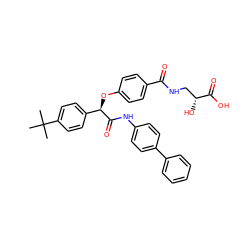 CC(C)(C)c1ccc([C@@H](Oc2ccc(C(=O)NC[C@@H](O)C(=O)O)cc2)C(=O)Nc2ccc(-c3ccccc3)cc2)cc1 ZINC000026172227