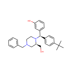 CC(C)(C)c1ccc([C@H](c2cccc(O)c2)N2CCN(Cc3ccccc3)C[C@@H]2CO)cc1 ZINC000022939480