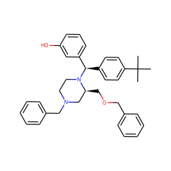 CC(C)(C)c1ccc([C@H](c2cccc(O)c2)N2CCN(Cc3ccccc3)C[C@@H]2COCc2ccccc2)cc1 ZINC000027626691