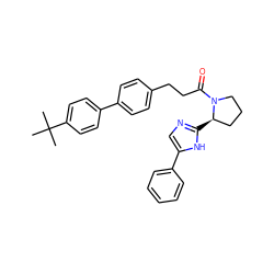 CC(C)(C)c1ccc(-c2ccc(CCC(=O)N3CCC[C@H]3c3ncc(-c4ccccc4)[nH]3)cc2)cc1 ZINC000064548493