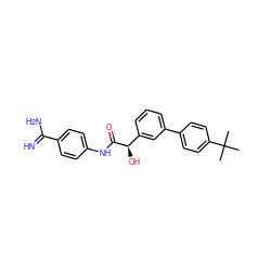 CC(C)(C)c1ccc(-c2cccc([C@@H](O)C(=O)Nc3ccc(C(=N)N)cc3)c2)cc1 ZINC000142746317