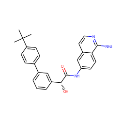 CC(C)(C)c1ccc(-c2cccc([C@@H](O)C(=O)Nc3ccc4c(N)nccc4c3)c2)cc1 ZINC000142615574