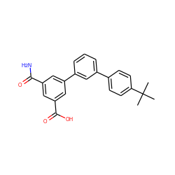 CC(C)(C)c1ccc(-c2cccc(-c3cc(C(N)=O)cc(C(=O)O)c3)c2)cc1 ZINC000014960619