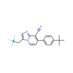 CC(C)(C)c1ccc(-c2ccn3c(CC(F)(F)F)cnc3c2C#N)cc1 ZINC000045351043