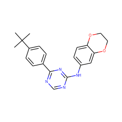 CC(C)(C)c1ccc(-c2ncnc(Nc3ccc4c(c3)OCCO4)n2)cc1 ZINC000014974041