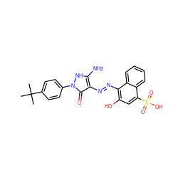 CC(C)(C)c1ccc(-n2[nH]c(N)c(/N=N/c3c(O)cc(S(=O)(=O)O)c4ccccc34)c2=O)cc1 ZINC000169324901