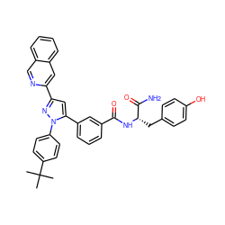 CC(C)(C)c1ccc(-n2nc(-c3cc4ccccc4cn3)cc2-c2cccc(C(=O)N[C@@H](Cc3ccc(O)cc3)C(N)=O)c2)cc1 ZINC000028900461