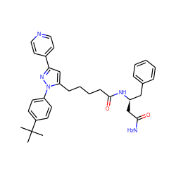 CC(C)(C)c1ccc(-n2nc(-c3ccncc3)cc2CCCCC(=O)N[C@H](CC(N)=O)Cc2ccccc2)cc1 ZINC000028900491