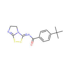 CC(C)(C)c1ccc(C(=O)/N=C2\SSC3=NCCN32)cc1 ZINC000137461773