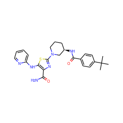 CC(C)(C)c1ccc(C(=O)N[C@@H]2CCCN(c3nc(C(N)=O)c(Nc4ccccn4)s3)C2)cc1 ZINC000209438813