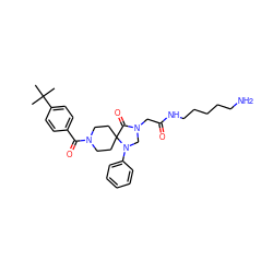 CC(C)(C)c1ccc(C(=O)N2CCC3(CC2)C(=O)N(CC(=O)NCCCCCN)CN3c2ccccc2)cc1 ZINC000066251878