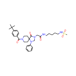 CC(C)(C)c1ccc(C(=O)N2CCC3(CC2)C(=O)N(CC(=O)NCCCCCNS(C)(=O)=O)CN3c2ccccc2)cc1 ZINC000066157305