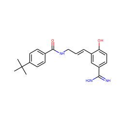 CC(C)(C)c1ccc(C(=O)NC/C=C/c2cc(C(=N)N)ccc2O)cc1 ZINC000026279320