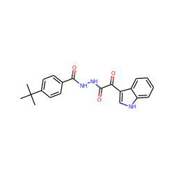 CC(C)(C)c1ccc(C(=O)NNC(=O)C(=O)c2c[nH]c3ccccc23)cc1 ZINC000072142591