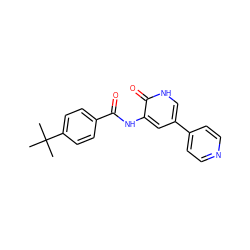 CC(C)(C)c1ccc(C(=O)Nc2cc(-c3ccncc3)c[nH]c2=O)cc1 ZINC000035858158