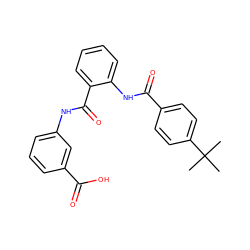 CC(C)(C)c1ccc(C(=O)Nc2ccccc2C(=O)Nc2cccc(C(=O)O)c2)cc1 ZINC000299824572