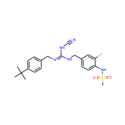 CC(C)(C)c1ccc(C/N=C(\NC#N)NCc2ccc(NS(C)(=O)=O)c(F)c2)cc1 ZINC000013672940