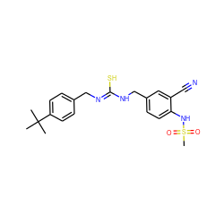 CC(C)(C)c1ccc(C/N=C(\S)NCc2ccc(NS(C)(=O)=O)c(C#N)c2)cc1 ZINC000013672866