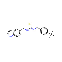 CC(C)(C)c1ccc(C/N=C(\S)NCc2ccc3[nH]ccc3c2)cc1 ZINC000013672892