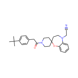 CC(C)(C)c1ccc(CC(=O)N2CCC3(CC2)CCN(CC#N)c2ccccc2O3)cc1 ZINC000095593955