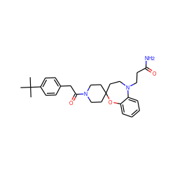 CC(C)(C)c1ccc(CC(=O)N2CCC3(CC2)CCN(CCC(N)=O)c2ccccc2O3)cc1 ZINC000095595913