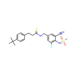 CC(C)(C)c1ccc(CCC(=S)NCc2cc(F)c(NS(C)(=O)=O)c(C#N)c2)cc1 ZINC000045339793