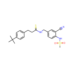 CC(C)(C)c1ccc(CCC(=S)NCc2ccc(NS(C)(=O)=O)c(C#N)c2)cc1 ZINC000036487490