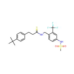 CC(C)(C)c1ccc(CCC(=S)NCc2ccc(NS(C)(=O)=O)cc2C(F)(F)F)cc1 ZINC000036487243