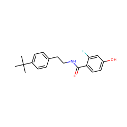 CC(C)(C)c1ccc(CCNC(=O)c2ccc(O)cc2F)cc1 ZINC001141613093