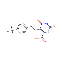 CC(C)(C)c1ccc(CCc2c(C(=O)O)[nH]c(=O)[nH]c2=O)cc1 ZINC000095920973