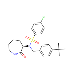 CC(C)(C)c1ccc(CN([C@@H]2CCCCNC2=O)S(=O)(=O)c2ccc(Cl)cc2)cc1 ZINC000028957597