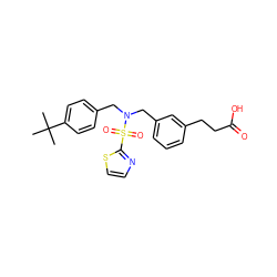 CC(C)(C)c1ccc(CN(Cc2cccc(CCC(=O)O)c2)S(=O)(=O)c2nccs2)cc1 ZINC000043120002