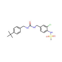 CC(C)(C)c1ccc(CNC(=O)NCc2ccc(NS(C)(=O)=O)c(Cl)c2)cc1 ZINC000013672930