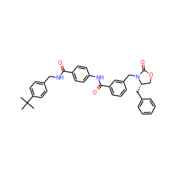 CC(C)(C)c1ccc(CNC(=O)c2ccc(NC(=O)c3cccc(CN4C(=O)OC[C@@H]4Cc4ccccc4)c3)cc2)cc1 ZINC000473110925