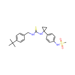 CC(C)(C)c1ccc(CNC(=S)NC2(c3ccc(NS(C)(=O)=O)cc3)CC2)cc1 ZINC000014973341