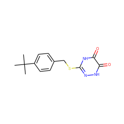 CC(C)(C)c1ccc(CSc2n[nH]c(=O)c(=O)[nH]2)cc1 ZINC000653729247