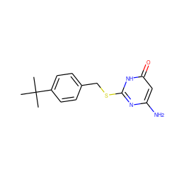 CC(C)(C)c1ccc(CSc2nc(N)cc(=O)[nH]2)cc1 ZINC000013424422