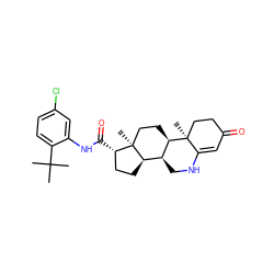 CC(C)(C)c1ccc(Cl)cc1NC(=O)[C@H]1CC[C@@H]2[C@@H]3CNC4=CC(=O)CC[C@]4(C)[C@@H]3CC[C@]12C ZINC000026577377