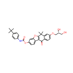 CC(C)(C)c1ccc(NC(=O)Oc2ccc3c4c(oc3c2)C(C)(C)c2cc(OC[C@H](O)CO)ccc2C4=O)cc1 ZINC000114802287