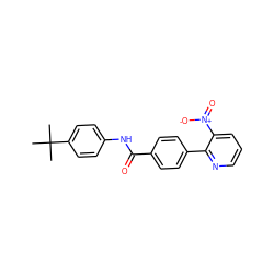 CC(C)(C)c1ccc(NC(=O)c2ccc(-c3ncccc3[N+](=O)[O-])cc2)cc1 ZINC000028349132