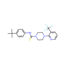 CC(C)(C)c1ccc(NC(=S)N2CCN(c3ncccc3C(F)(F)F)CC2)cc1 ZINC000013553801