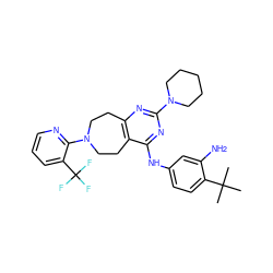 CC(C)(C)c1ccc(Nc2nc(N3CCCCC3)nc3c2CCN(c2ncccc2C(F)(F)F)CC3)cc1N ZINC000145144642