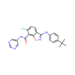 CC(C)(C)c1ccc(Nc2noc3c(C(=O)Nc4cncnc4)c(Cl)ccc23)cc1 ZINC000040949541