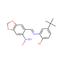 CC(C)(C)c1ccc(O)c(/N=C/c2cc3c(cc2[N+](=O)[O-])OCO3)c1 ZINC000013111795