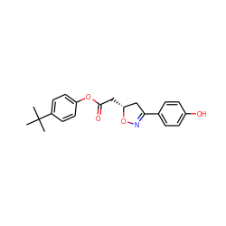 CC(C)(C)c1ccc(OC(=O)C[C@@H]2CC(c3ccc(O)cc3)=NO2)cc1 ZINC000034633607