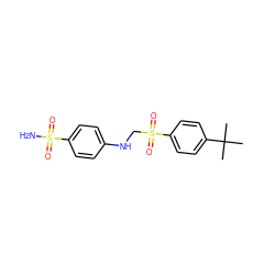 CC(C)(C)c1ccc(S(=O)(=O)CNc2ccc(S(N)(=O)=O)cc2)cc1 ZINC000028571096