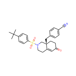 CC(C)(C)c1ccc(S(=O)(=O)N2CCC3=CC(=O)CC[C@@]3(Cc3ccc(C#N)cc3)C2)cc1 ZINC000028953787