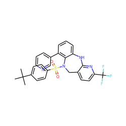 CC(C)(C)c1ccc(S(=O)(=O)N2Cc3ccc(C(F)(F)F)nc3Nc3cccc(-c4cccnc4)c32)cc1 ZINC000095552053