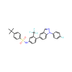 CC(C)(C)c1ccc(S(=O)(=O)Nc2ccc(-c3ccc4c(cnn4-c4ccc(F)cc4)c3)c(C(F)(F)F)c2)cc1 ZINC000049776986